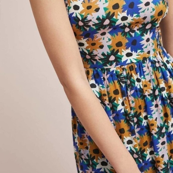 Corey Lynn Calter Danica Midi Dress Floral Blue Gold Small - Picture 4 of 12